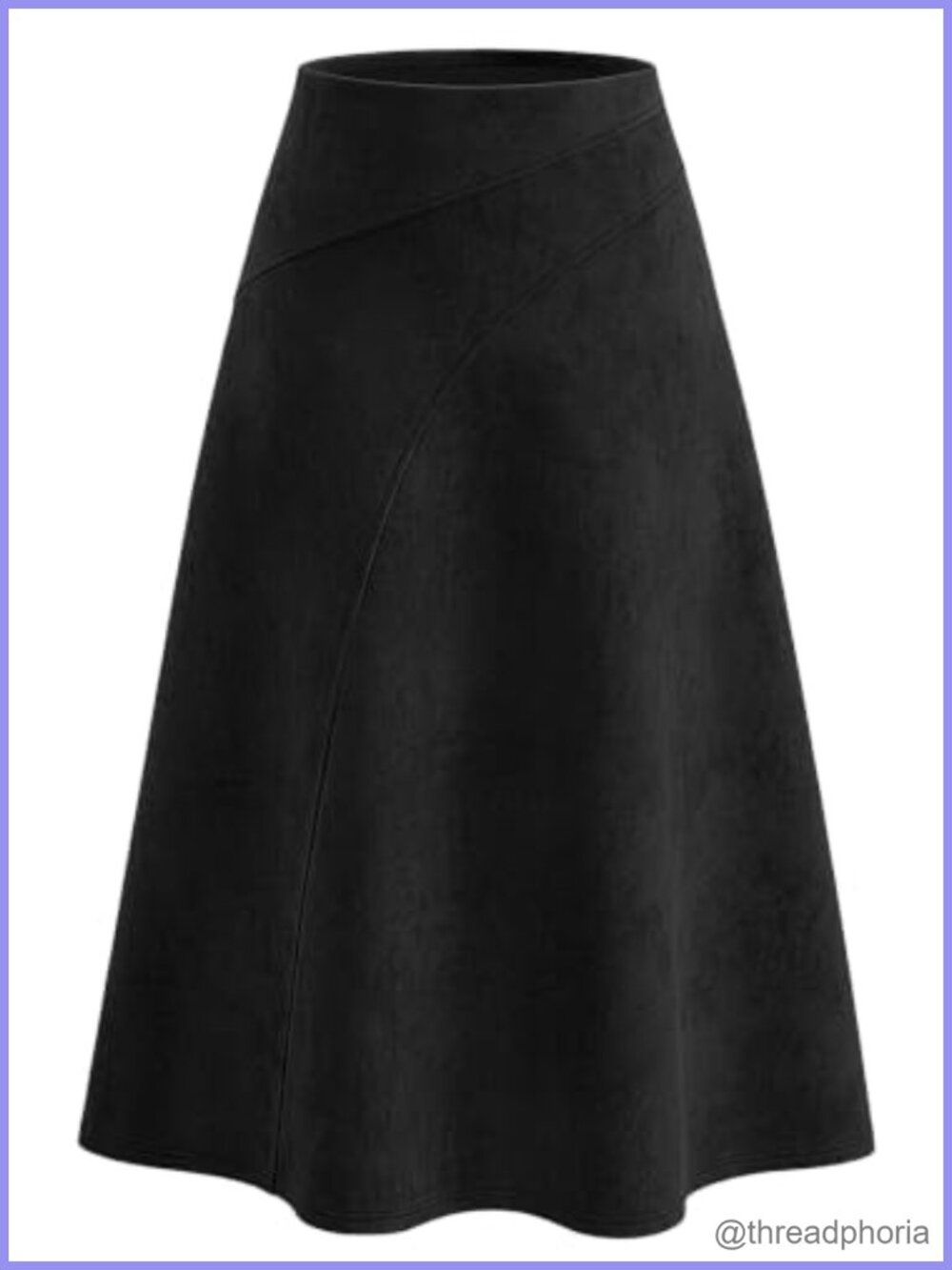 Faux Suede Midi Skirt High Waist A-Line